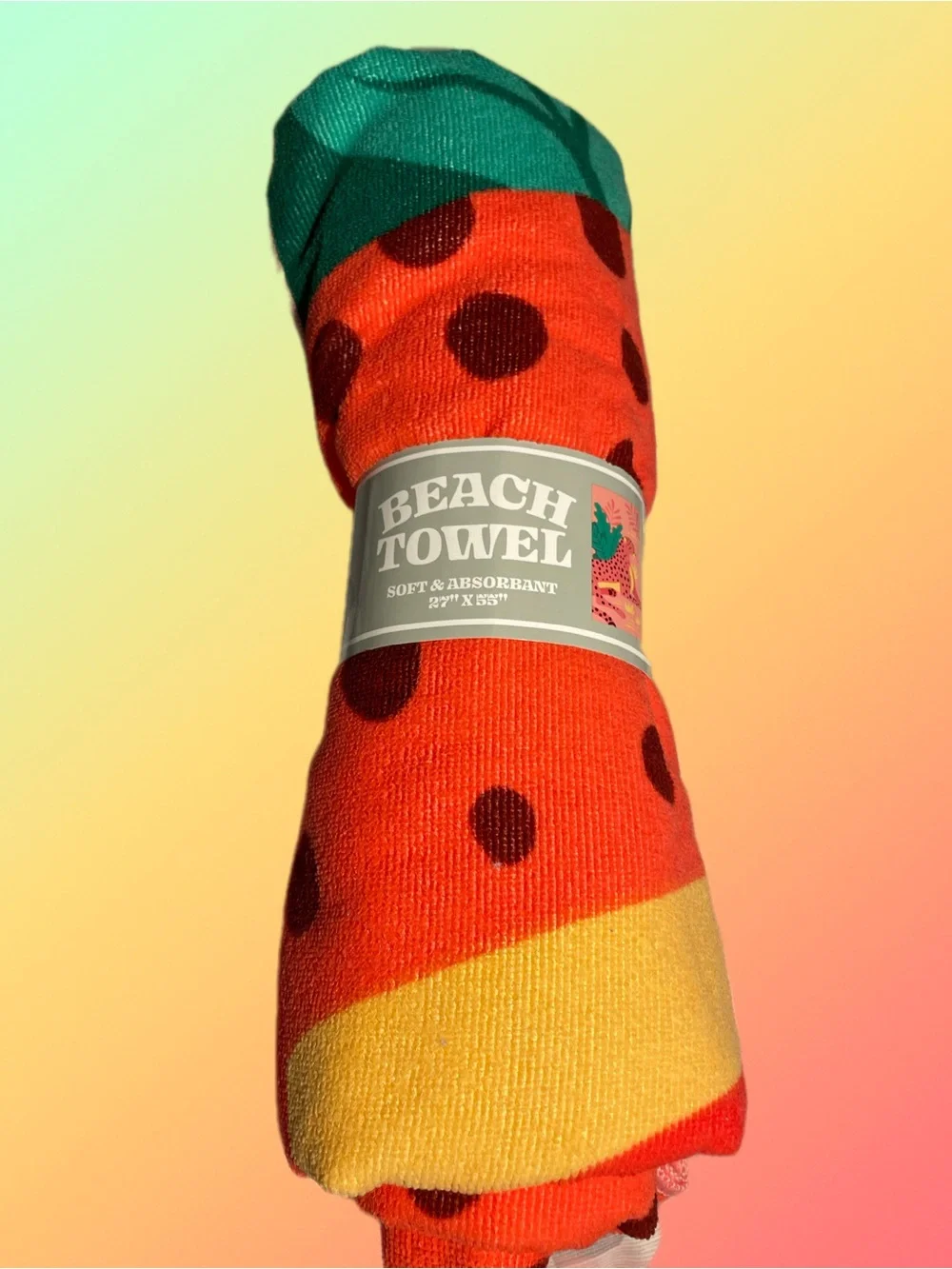 NWT- Leopard Beach towel. Bold and bright with tropical feel.